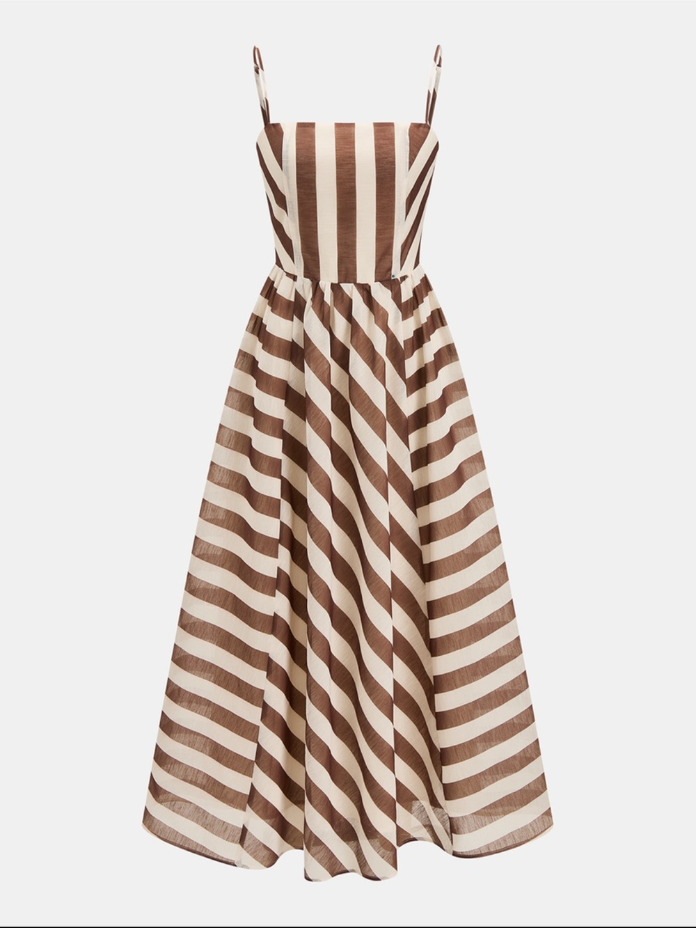 Commense Brown and Cream Striped Spaghetti‑Strap Sundress
